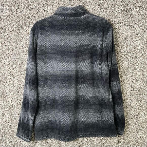 Dakota Grizzly Pullover Men’s Medium Axle Dark Iron Gray Striped Fleece Shirt - Picture 3 of 4